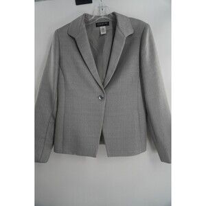 Jones New York Women's Metallic Silver Textured Tailored Career Work Blazer Sz 8